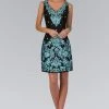 Cocktail Dresses Elizabeth K - GS1437 Embroidered Lace V-Neck Cocktail Dress