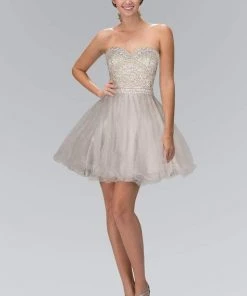 Elizabeth K - GS1458 Beaded Strapless Cocktail Dress