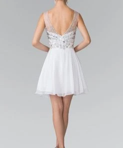 Elizabeth K - GS1467 Sleeveless V-Neck Cocktail Dress Cocktail Dresses