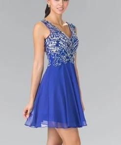 Elizabeth K - GS1467 Sleeveless V-Neck Cocktail Dress Cocktail Dresses 8 Elizabeth K - GS1467 Sleeveless V-Neck Cocktail Dress Cocktail Dresses