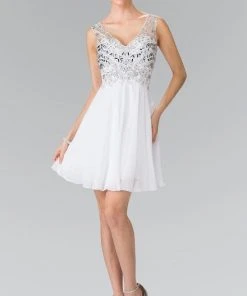 Elizabeth K - GS1467 Sleeveless V-Neck Cocktail Dress Cocktail Dresses