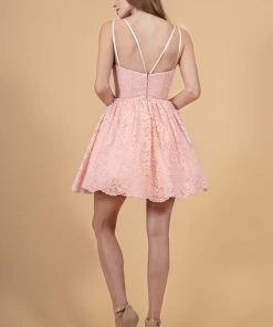 Cocktail Dresses Elizabeth K - GS1602 Plunging Sweetheart Lace A-Line Cocktail Dress