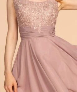 Cocktail Dresses Elizabeth K - GS1612 Embroidered Pleated Waist Cocktail Dress 12 Cocktail Dresses Elizabeth K - GS1612 Embroidered Pleated Waist Cocktail Dress