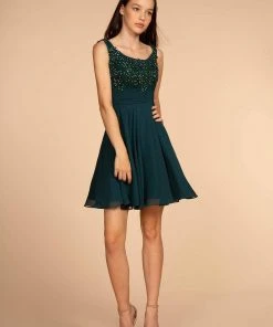 Cocktail Dresses Elizabeth K - GS1612 Embroidered Pleated Waist Cocktail Dress 14 Cocktail Dresses Elizabeth K - GS1612 Embroidered Pleated Waist Cocktail Dress