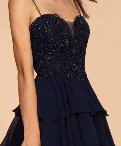 Elizabeth K - GS1616 Embroidered Sweetheart Tiered A-line Dress Cocktail Dresses 8 Elizabeth K - GS1616 Embroidered Sweetheart Tiered A-line Dress Cocktail Dresses