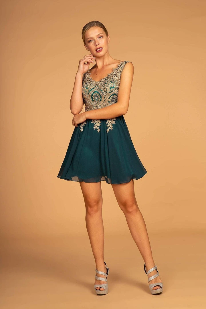 Elizabeth K - GS1625 Embroidered Lace Appliqued Short Dress Cocktail Dresses 9 Elizabeth K - GS1625 Embroidered Lace Appliqued Short Dress Cocktail Dresses