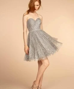 Elizabeth K - GS1627 Strapless Glitter A-Line Cocktail Dress Cocktail Dresses 14 Elizabeth K - GS1627 Strapless Glitter A-Line Cocktail Dress Cocktail Dresses