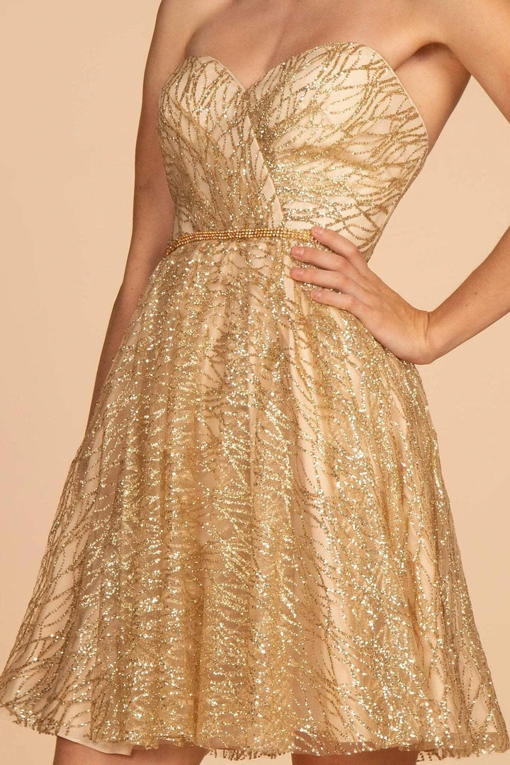 Elizabeth K - GS1627 Strapless Glitter A-Line Cocktail Dress Cocktail Dresses 4 Elizabeth K - GS1627 Strapless Glitter A-Line Cocktail Dress Cocktail Dresses