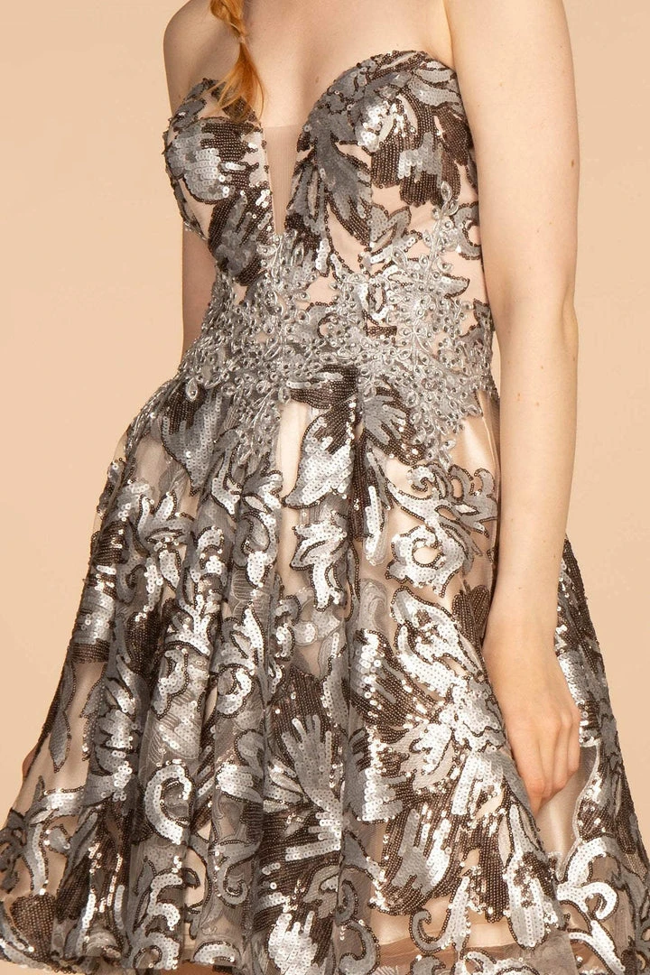 Elizabeth K - GS1632 Sequin Embellished Sweetheart Cocktail Dress 9 Elizabeth K - GS1632 Sequin Embellished Sweetheart Cocktail Dress