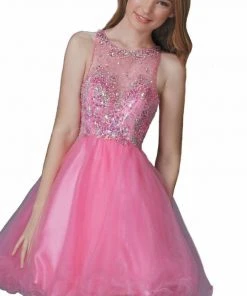 Elizabeth K - GS2074 Bedazzled Illusion Tulle Dress