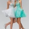 Cocktail Dresses Elizabeth K - GS2130 Jeweled High Neck Tulle A-line Dress 2 Cocktail Dresses Elizabeth K - GS2130 Jeweled High Neck Tulle A-line Dress