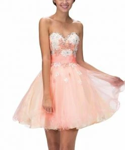 Elizabeth K - GS2131 Strapless Floral Cocktail Dress 10 Elizabeth K - GS2131 Strapless Floral Cocktail Dress