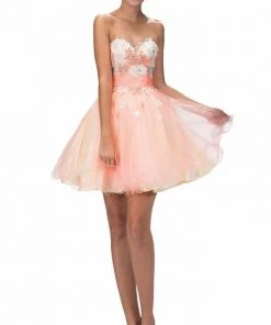 Elizabeth K - GS2131 Strapless Floral Cocktail Dress