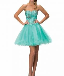 Elizabeth K - GS2132 Embellished Strapless Cocktail Dress