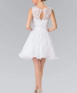 Cocktail Dresses Elizabeth K - GS2314 Sleeveless Lace Bodice A-Line Short Dress
