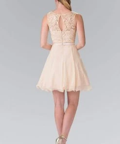 Cocktail Dresses Elizabeth K - GS2314 Sleeveless Lace Bodice A-Line Short Dress