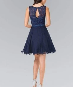 Cocktail Dresses Elizabeth K - GS2314 Sleeveless Lace Bodice A-Line Short Dress