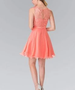 Cocktail Dresses Elizabeth K - GS2314 Sleeveless Lace Bodice A-Line Short Dress