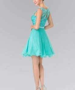 Cocktail Dresses Elizabeth K - GS2314 Sleeveless Lace Bodice A-Line Short Dress