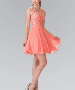 Cocktail Dresses Elizabeth K - GS2314 Sleeveless Lace Bodice A-Line Short Dress