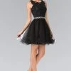 Elizabeth K - GS2375 Lace Illusion A-Line Tulle Short Dress Cocktail Dresses