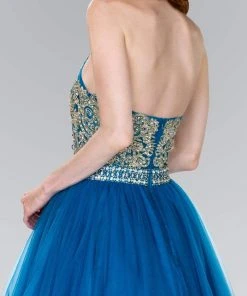 Cocktail Dresses Elizabeth K - GS2382 Gold Applique Halter V-neck Tulle A-line Dress 13 Cocktail Dresses Elizabeth K - GS2382 Gold Applique Halter V-neck Tulle A-line Dress