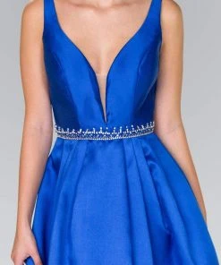 Cocktail Dresses Elizabeth K - GS2384 Plunging V-Neck Bejeweled Mikado Dress 20 Cocktail Dresses Elizabeth K - GS2384 Plunging V-Neck Bejeweled Mikado Dress