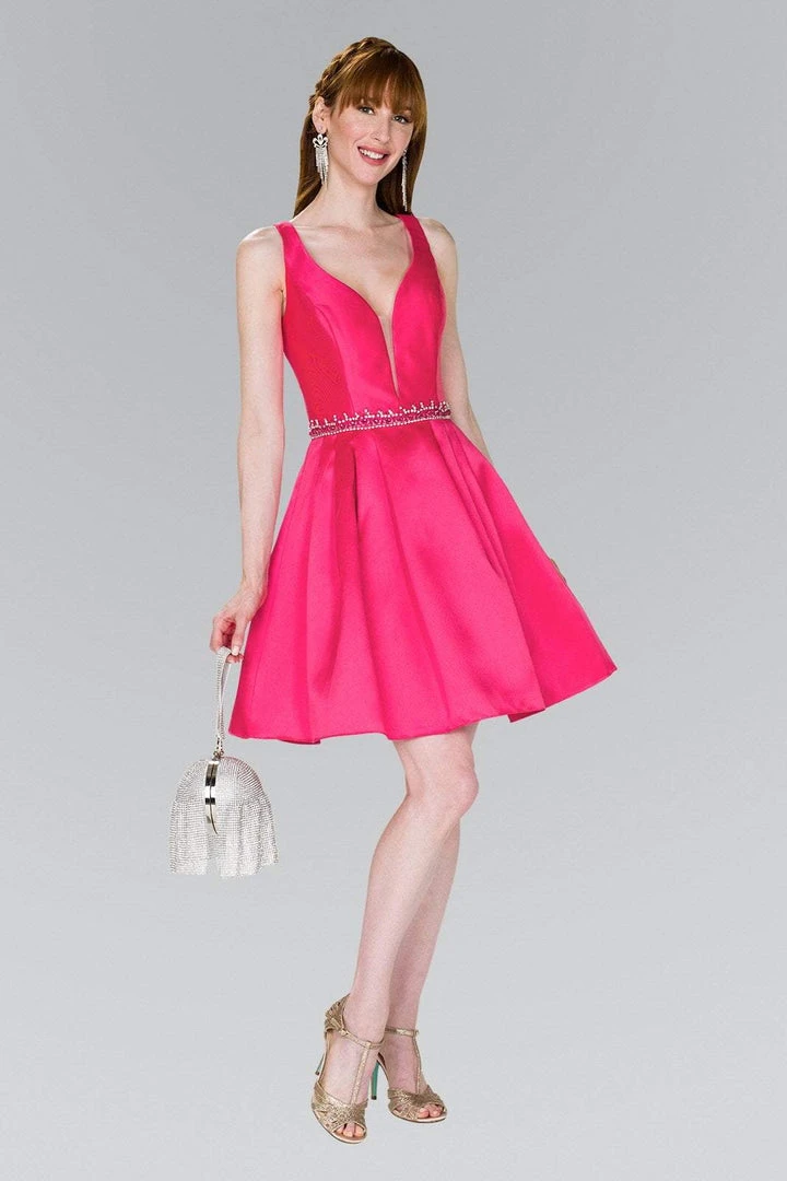 Cocktail Dresses Elizabeth K - GS2384 Plunging V-Neck Bejeweled Mikado Dress 7 Cocktail Dresses Elizabeth K - GS2384 Plunging V-Neck Bejeweled Mikado Dress