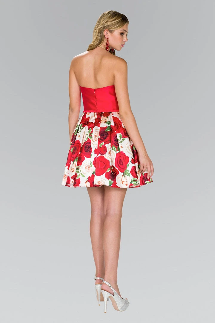 Elizabeth K - GS2385 Mikado Sweetheart Floral Print A-line Dress Cocktail Dresses 4 Elizabeth K - GS2385 Mikado Sweetheart Floral Print A-line Dress Cocktail Dresses