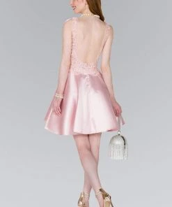 Elizabeth K - GS2387 Appliqued Illusion Bodice Mikado Dress Cocktail Dresses 15 Elizabeth K - GS2387 Appliqued Illusion Bodice Mikado Dress Cocktail Dresses