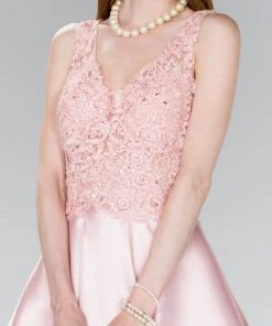 Elizabeth K - GS2387 Appliqued Illusion Bodice Mikado Dress Cocktail Dresses 16 Elizabeth K - GS2387 Appliqued Illusion Bodice Mikado Dress Cocktail Dresses