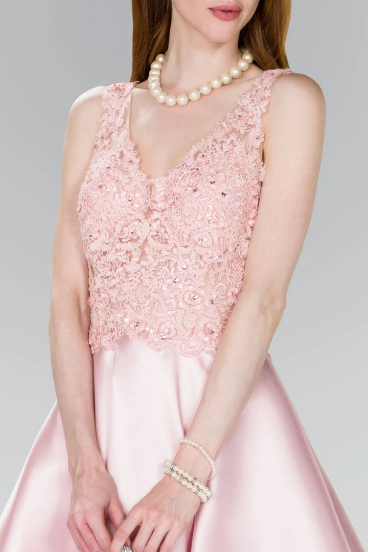 Elizabeth K - GS2387 Appliqued Illusion Bodice Mikado Dress Cocktail Dresses 5 Elizabeth K - GS2387 Appliqued Illusion Bodice Mikado Dress Cocktail Dresses