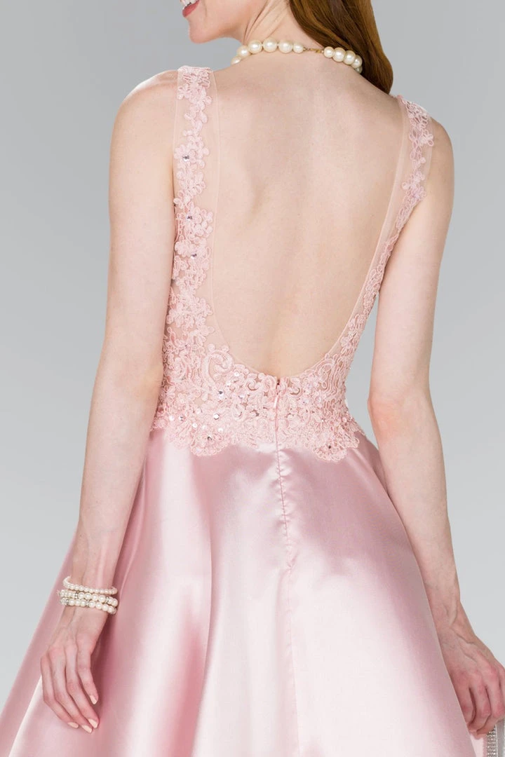 Elizabeth K - GS2387 Appliqued Illusion Bodice Mikado Dress Cocktail Dresses 6 Elizabeth K - GS2387 Appliqued Illusion Bodice Mikado Dress Cocktail Dresses