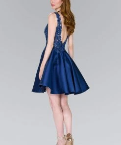 Elizabeth K - GS2387 Appliqued Illusion Bodice Mikado Dress Cocktail Dresses 19 Elizabeth K - GS2387 Appliqued Illusion Bodice Mikado Dress Cocktail Dresses