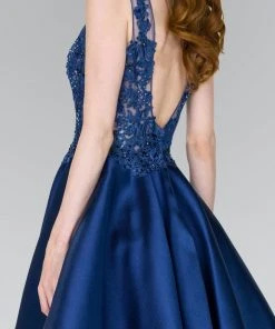 Elizabeth K - GS2387 Appliqued Illusion Bodice Mikado Dress Cocktail Dresses 21 Elizabeth K - GS2387 Appliqued Illusion Bodice Mikado Dress Cocktail Dresses