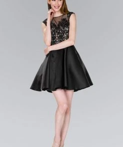 Cocktail Dresses Elizabeth K - GS2388 Embroidered Illusion Bateau Tulle A-line Dress