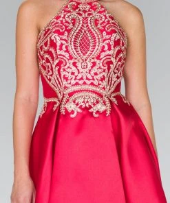 Elizabeth K - GS2389 Gilded Halter Mikado A-line Dress 10 Elizabeth K - GS2389 Gilded Halter Mikado A-line Dress