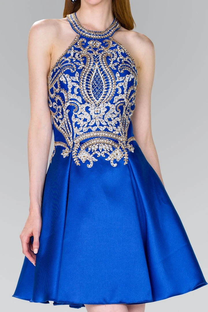 Elizabeth K - GS2389 Gilded Halter Mikado A-line Dress 8 Elizabeth K - GS2389 Gilded Halter Mikado A-line Dress