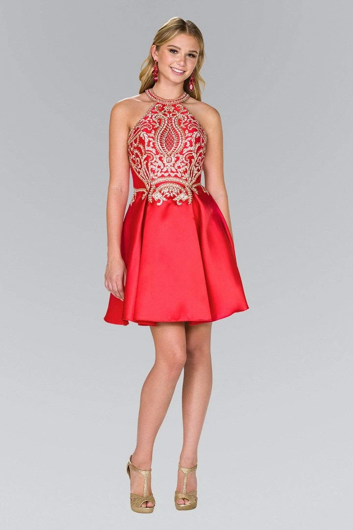 Elizabeth K - GS2389 Gilded Halter Mikado A-line Dress 3 Elizabeth K - GS2389 Gilded Halter Mikado A-line Dress