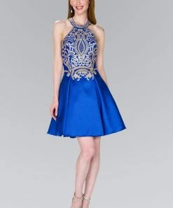 Elizabeth K - GS2389 Gilded Halter Mikado A-line Dress 12 Elizabeth K - GS2389 Gilded Halter Mikado A-line Dress