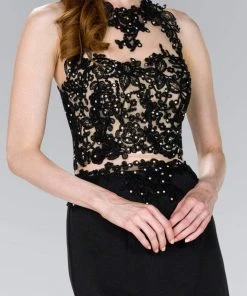 Cocktail Dresses Elizabeth K - GS2402 Lace Applique Jewel Neck Jersey Sheath Dress 8 Cocktail Dresses Elizabeth K - GS2402 Lace Applique Jewel Neck Jersey Sheath Dress