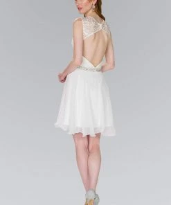 Elizabeth K - GS2410 Diamond Cutout Back Lace Chiffon Cocktail Dress Cocktail Dresses 21 Elizabeth K - GS2410 Diamond Cutout Back Lace Chiffon Cocktail Dress Cocktail Dresses