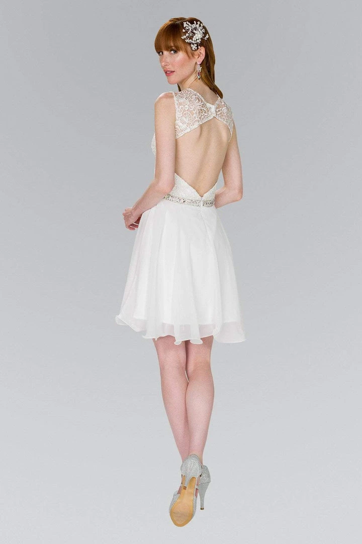 Elizabeth K - GS2410 Diamond Cutout Back Lace Chiffon Cocktail Dress Cocktail Dresses 12 Elizabeth K - GS2410 Diamond Cutout Back Lace Chiffon Cocktail Dress Cocktail Dresses