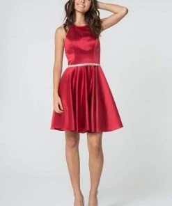 Elizabeth K - GS2851 Halter Bodice Strappy Back Dress Cocktail Dresses