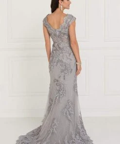 Elizabeth K - Lace Embroidered Long Sheath Dress GL1540 Formal Gowns