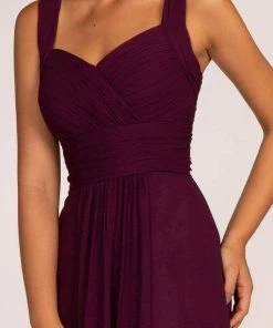 Elizabeth K - Sleeveless Shirred Chiffon Long Dress GL2608 - 1 Pc Eggplant In Size S Available Formal Gowns 5 Elizabeth K - Sleeveless Shirred Chiffon Long Dress GL2608 - 1 Pc Eggplant In Size S Available Formal Gowns