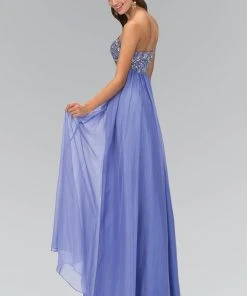 Elizabeth K - Strapless Ornate Chiffon Empire Gown GL1069 - 1 Pc White In Size M Available Formal Gowns