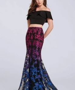 Ellie Wilde - EW119056 Ombre Sequined Lace Two Piece Mermaid Dress