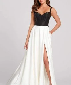 Formal Gowns Ellie Wilde - EW120015 Illusion Plunging V Neck Shimmer Ballgown