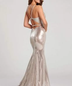 Ellie Wilde - EW120056 Metallic Halter Neck Trumpet Dress 6 Ellie Wilde - EW120056 Metallic Halter Neck Trumpet Dress